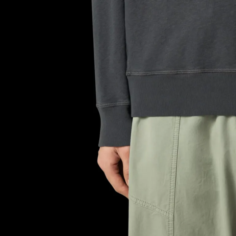 Sweat-shirt STONE ISLAND col rond molleton coton flammé gris anthracite