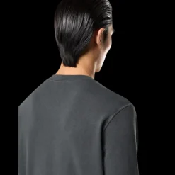 Sweat-shirt STONE ISLAND col rond molleton coton flammé gris anthracite