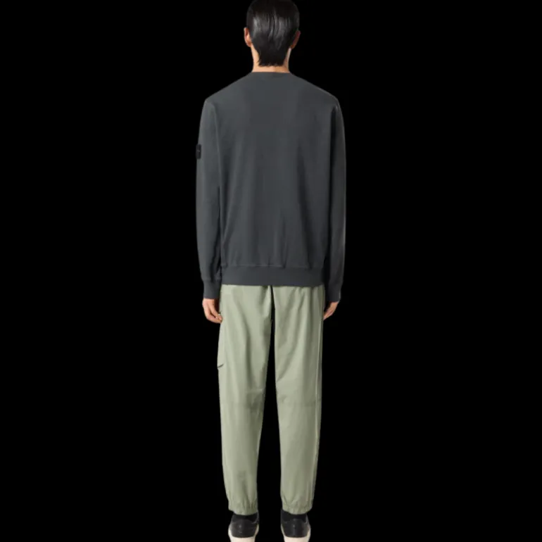 Sweat-shirt STONE ISLAND col rond molleton coton flammé gris anthracite