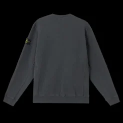 Sweat-shirt STONE ISLAND col rond molleton coton flammé gris anthracite