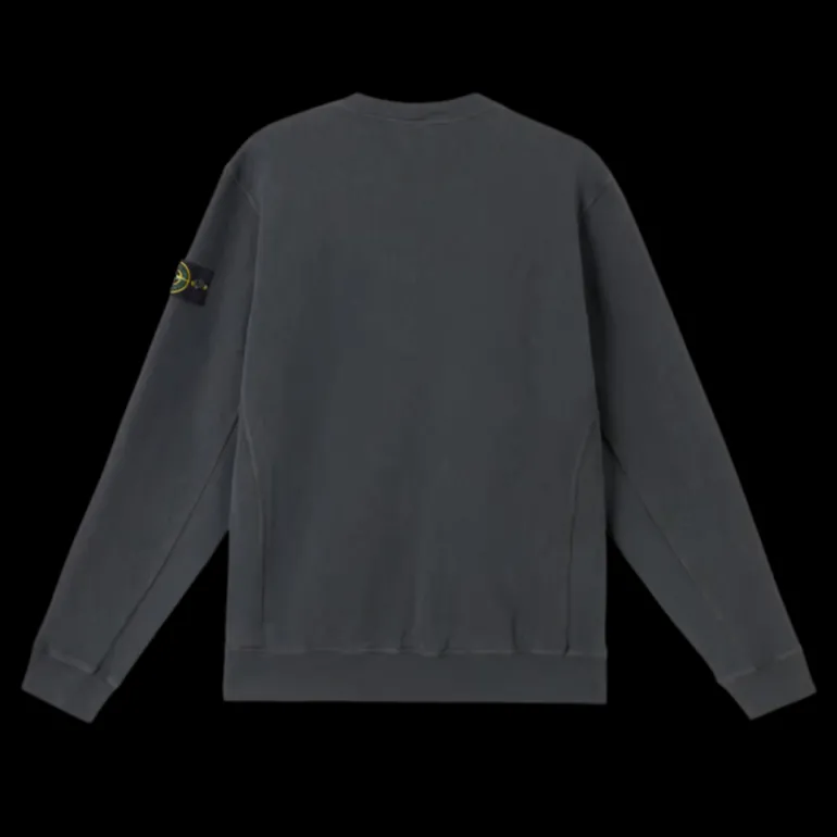Sweat-shirt STONE ISLAND col rond molleton coton flammé gris anthracite