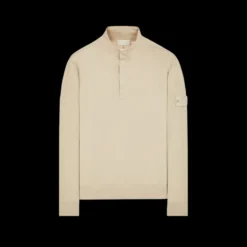 Sweat-shirt STONE ISLAND GHOST PIECE col montant pression coton beige