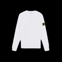 Sweat-shirt STONE ISLAND ras-du-cou coton molletonné côtelé blanc