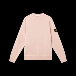 Sweat-shirt STONE ISLAND ras-du-cou molleton coton bio rose badge rose des vents