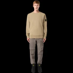 Sweat-shirt STONE ISLAND ras-du-cou coton molletonné côtelé beige