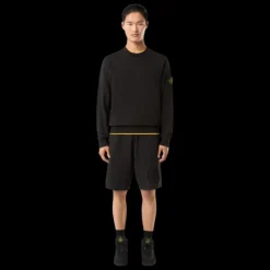 Sweat-shirt STONE ISLAND ras-du-cou coton côtelé noir