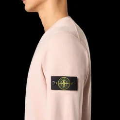 Sweat-shirt STONE ISLAND ras-du-cou molleton coton bio rose badge rose des vents