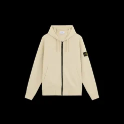 Sweat-shirt zippé à capuche STONE ISLAND coton molleton beige