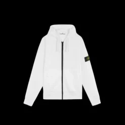 Sweat-shirt zippé à capuche STONE ISLAND coton molleton blanc