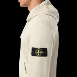 Sweat-shirt zippé à capuche STONE ISLAND coton molleton beige