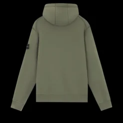 Sweat-shirt zippé à capuche STONE ISLAND avec cordon coton molletonné kaki