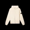 Sweat-shirt zippé STONE ISLAND molleton coton flammé ivoire