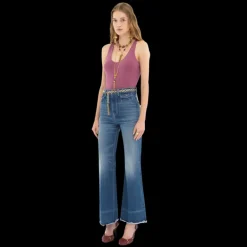 Top débardeur CHLOE maille côtelée laine vieux rose