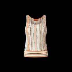 Top débardeur MISSONI viscose flammé rayure orange sequins