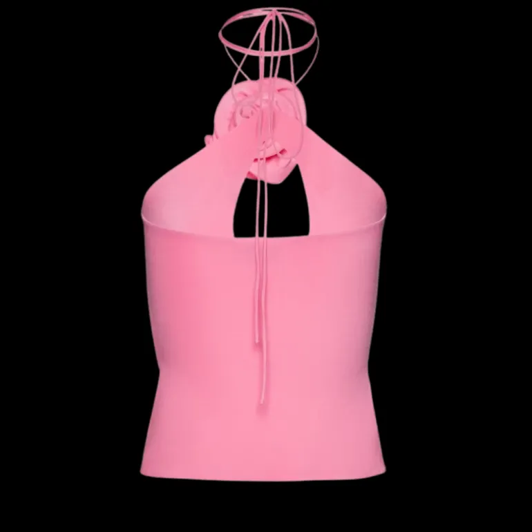 Top dos nu MAGDA BUTRYM lacet jersey rose fleur