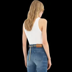 Top sans manches CHLOE jersey de coton côtelé blanc logo Chloé