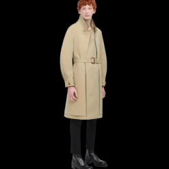 Trench-coat ALEXANDER MCQUEEN superpositions gabardine coton beige