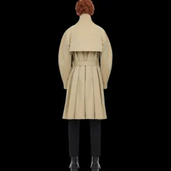Trench-coat ALEXANDER MCQUEEN superpositions gabardine coton beige