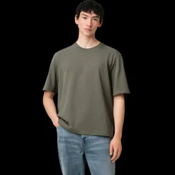 T-shirt AMI Paris col rond jersey de coton bio gris vert broderie cœur ton sur ton