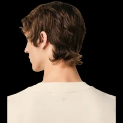 T-shirt AMI Paris col rond jersey de coton bio écru patch gros cœur maille