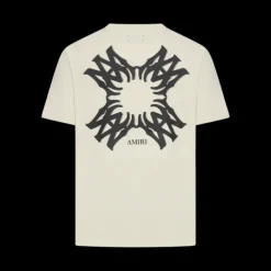 T-shirt AMIRI col rond MA Quad coton écru logo étoile dos noir