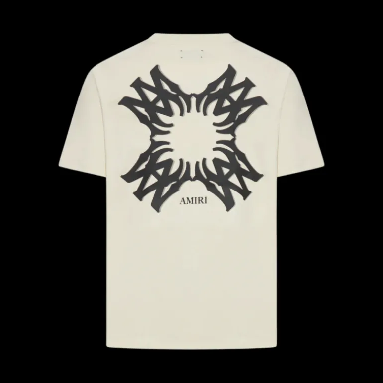 T-shirt AMIRI col rond MA Quad coton écru logo étoile dos noir
