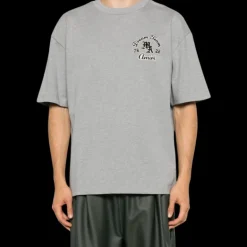 T-shirt AMIRI Dreamteam col rond coton jersey gris clair logo floqué