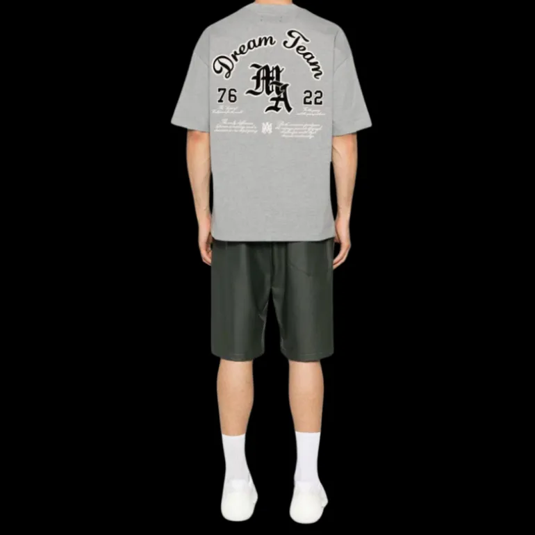 T-shirt AMIRI Dreamteam col rond coton jersey gris clair logo floqué