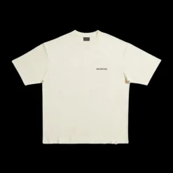 T-Shirt BALENCIAGA Back Fit Medium jersey vintage beige clair noir