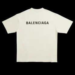 T-Shirt BALENCIAGA Back Fit Medium jersey vintage beige clair noir