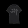 T-shirt BALENCIAGA col rond coton noir logo 3B Liquefied gris