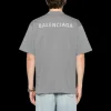 t-shirt BALENCIAGA col rond coton gris foncé logo réfléchissant
