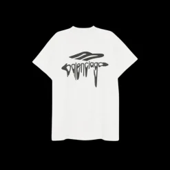 T-shirt  BALENCIAGA col rond coton gris clair logo 3B Liquefied