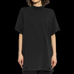 T-shirt BALENCIAGA col rond coton noir délavé logo imprimé dos