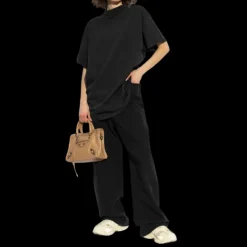 T-shirt BALENCIAGA col rond coton noir délavé logo imprimé dos