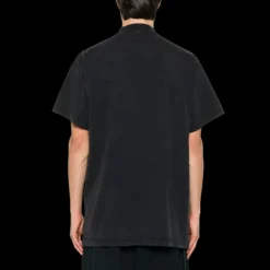T-shirt BALENCIAGA col rond coton noir logo 3B Liquefied gris