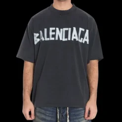 T-Shirt BALENCIAGA Tape Type Fit Medium jersey vintage noir délavé
