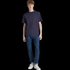 T-shirt BERLUTI col rond coton bleu marine scrito