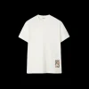 T-shirt BURBERRY col rond coton écru patch étiquette check beige