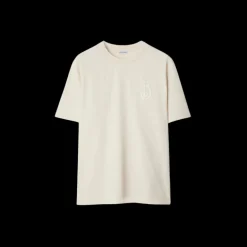 T-shirt BURBERRY col rond jersey coton beige broderie B Shield