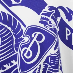 T-shirt BURBERRY col rond coton blanc imprimé chevalier équestre bleu