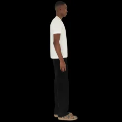 T-shirt BURBERRY col rond coton écru patch étiquette check beige