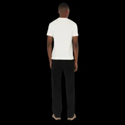 T-shirt BURBERRY col rond coton écru patch étiquette check beige