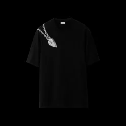 T-shirt BURBERRY jersey coton noir imprimé bijoux accessoires