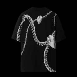 T-shirt BURBERRY jersey coton noir imprimé bijoux accessoires