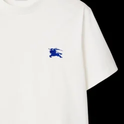 T-shirt BURBERRY jersey de coton blanc broderie chevalier équestre bleu