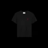 T-shirt col rond AMI Paris jersey coton bio noir cœur rouge