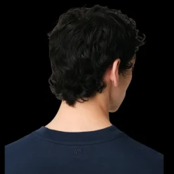 T-shirt col rond AMI Paris jersey coton bio bleu marine cœur blanc