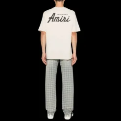 t-shirt col rond AMIRI coton jersey beige imprimé City logo floqué noir