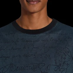 T-shirt col rond BERLUTI coton bleu jeans Scritto